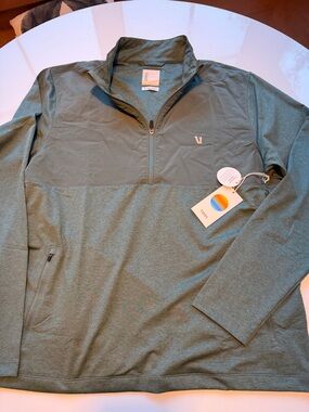 Vuori NWT Sunday Element 1/2 zip Agate Green Heather Performance Pullover